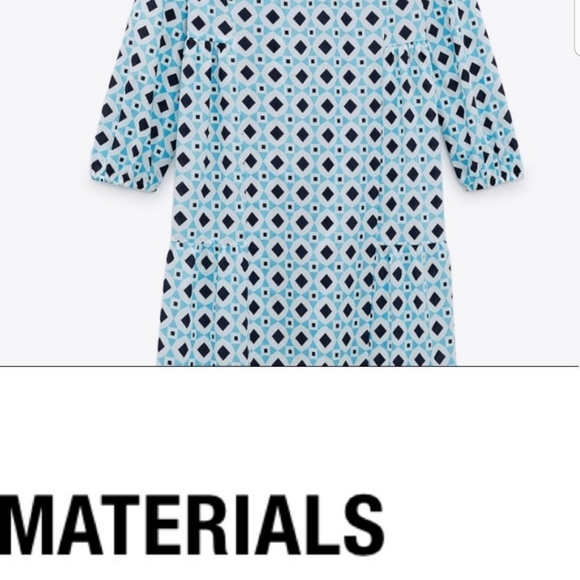 Zara L Blue White Aztec Sleeves Cotton Maxi Dress - Picture 7 of 10